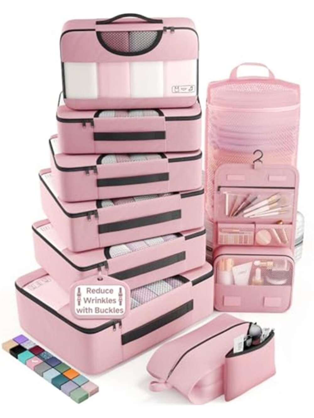 10 Piece Packing Cubes Travel Luggage Suitcase Organizer Toiletry Shoe Bag Pink